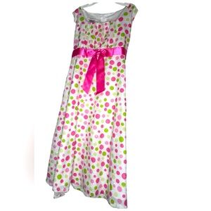 Pink and green polka dot dress